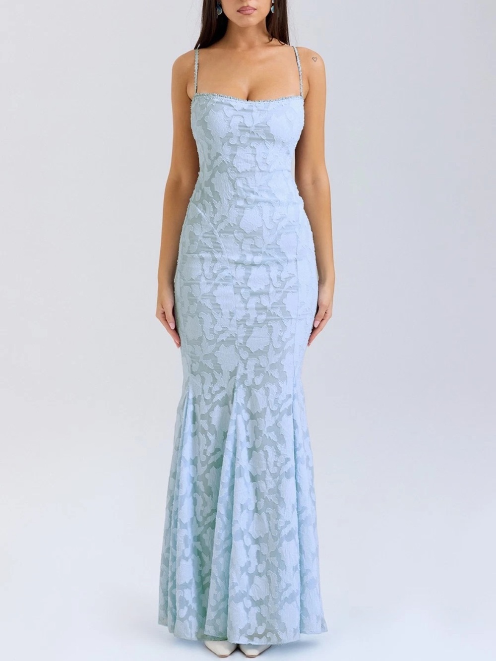 House of CB Joan Blue bell lace up back Maxi Dress